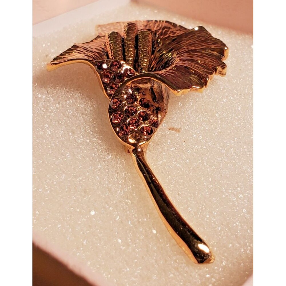 Colorful, Classy, Floral - Vintage Large Calla Lily Brooch/Pin - Gold and Orange